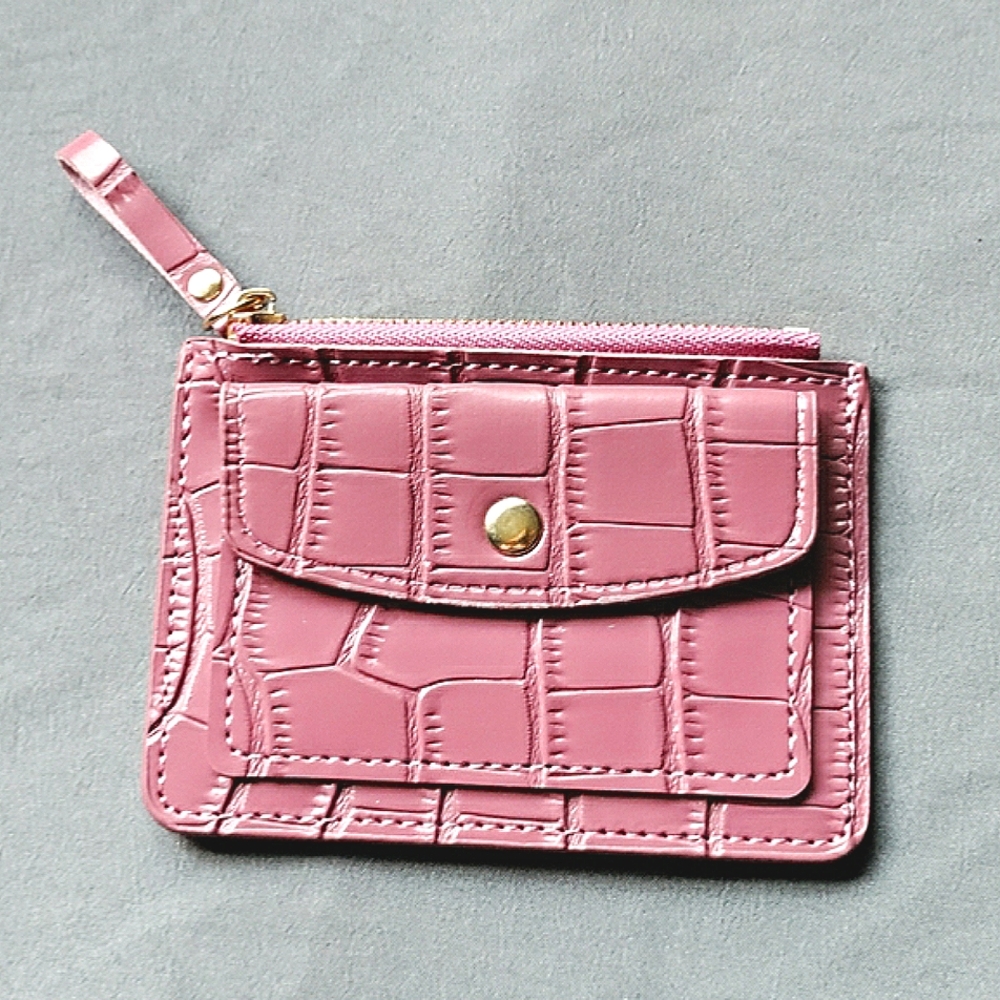 🍉🐊NEW Watermelon Pink Croc-Embossed Wallet
